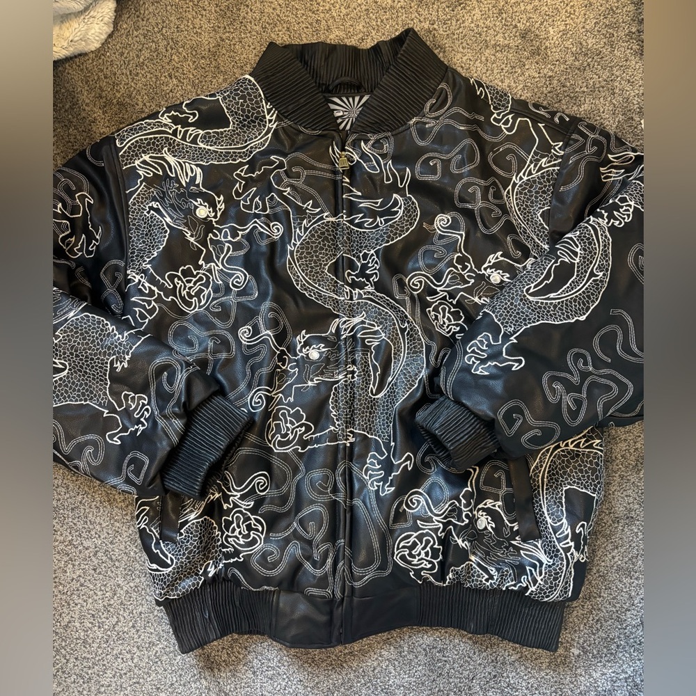 Bluez Embroidered Bomber Varsity Jacket